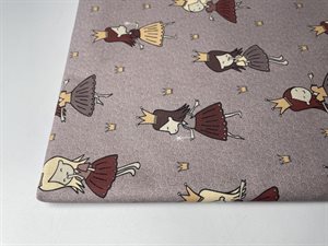 Patchwork stof (prøvetryk) - store søde prinsesser på støvet lilla bund, 275 cm